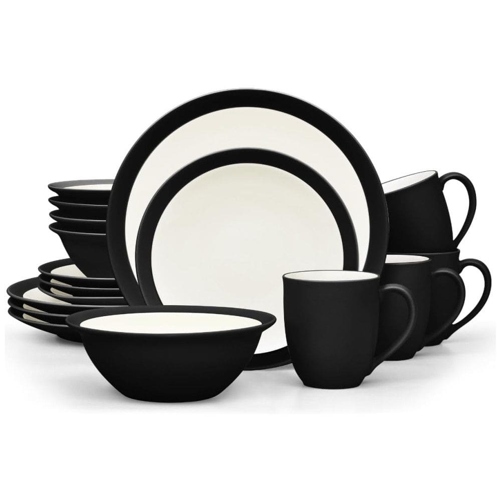 Aparelho de Jantar para Todas as Ocasiões com 16 Peças, Formato Redondo e Material de Cerâmica, Noritake, Preto