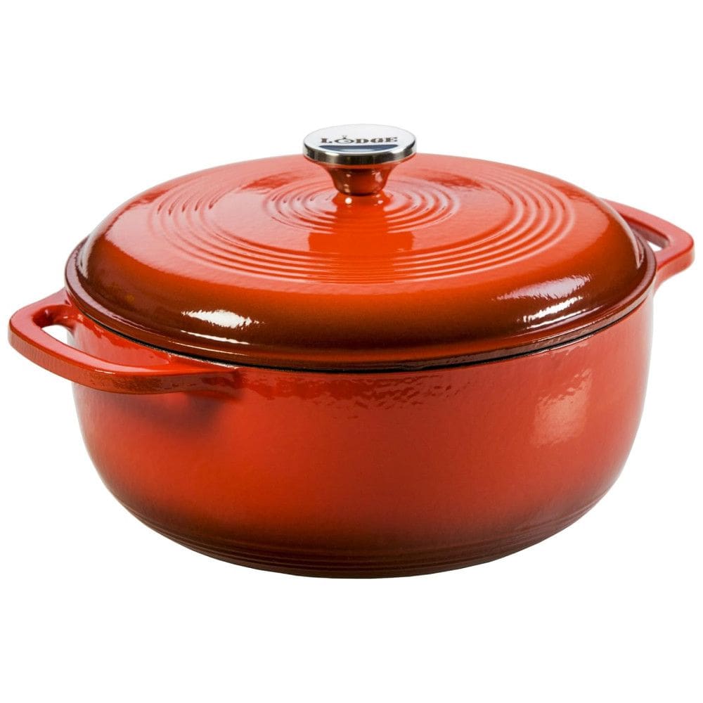 Panela de Ferro Fundido 6 Litros Forno Holandês Esmaltado e Antiaderente, LODGE EC6D68, Laranja escuro