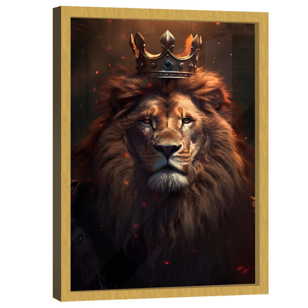 Quadro Decorativo Leão com a Coroa de Rei