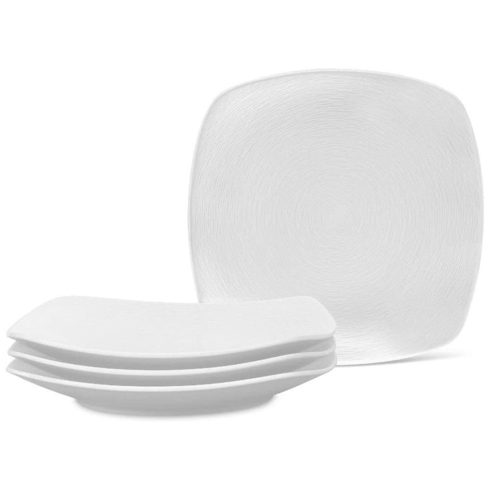 Conjunto de Pratos para Salada e Sobremesa com 4 Peças, Formato Quadrado, Material de Porcelana e Designer Moderno, Noritake 43813-588D