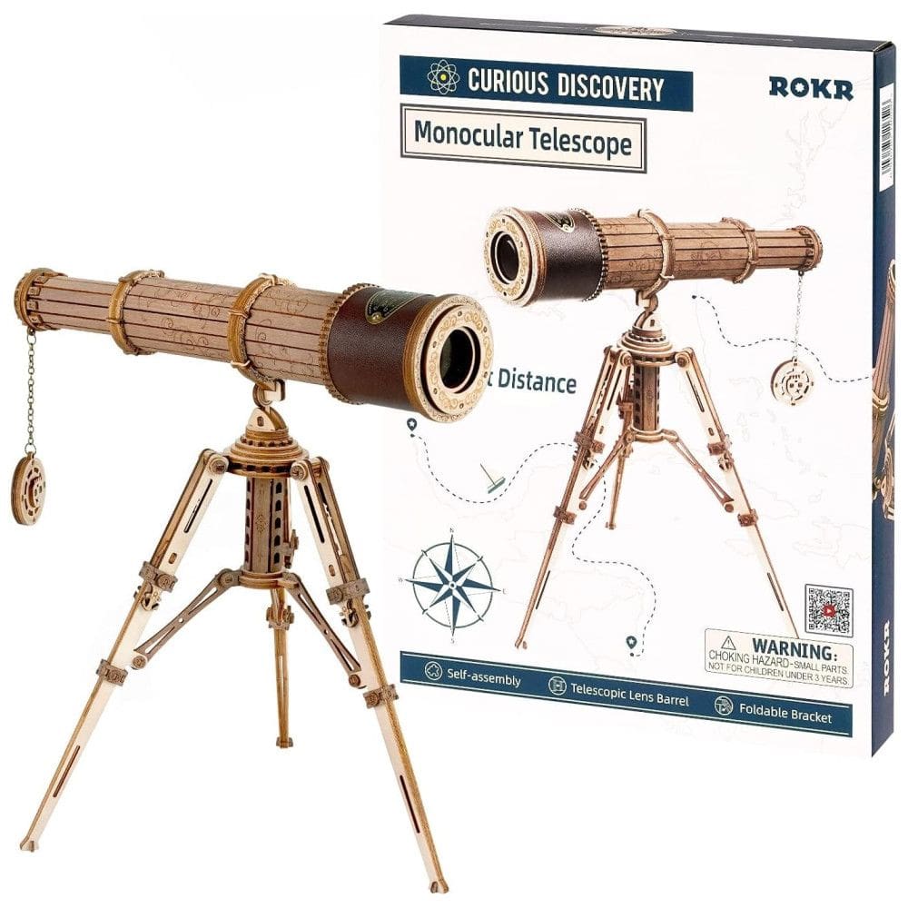 Quebra Cabeças 3D em Madeira para Adultos, Tema Telescópio Monocular com 314 Peças, ROKR ST004