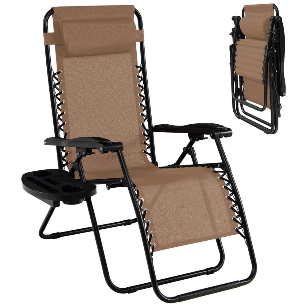 Cadeira Reclinável Ajustável Gravidade Zero com Apoio de Cabeça e Porta Copos, GOPLUS, Vermelho