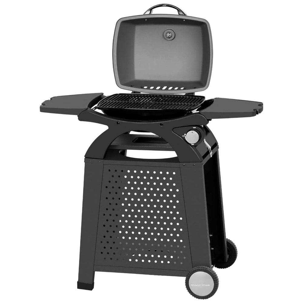 Churrasqueira a Gás 11.500 BTU com 1 Queimador e Mesas Laterais em Aço Inoxidável, MASTER COOK, Preto