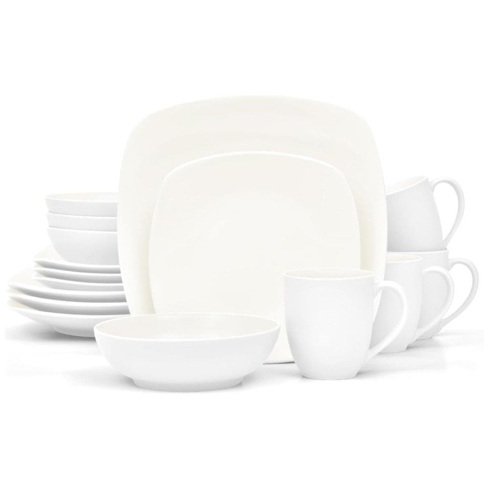 Aparelho de Jantar para Todas as Ocasiões, Elegância e Sofisticação para Sua Mesa com 16 Peças, Formato Quadrado e Material de Cerâmica