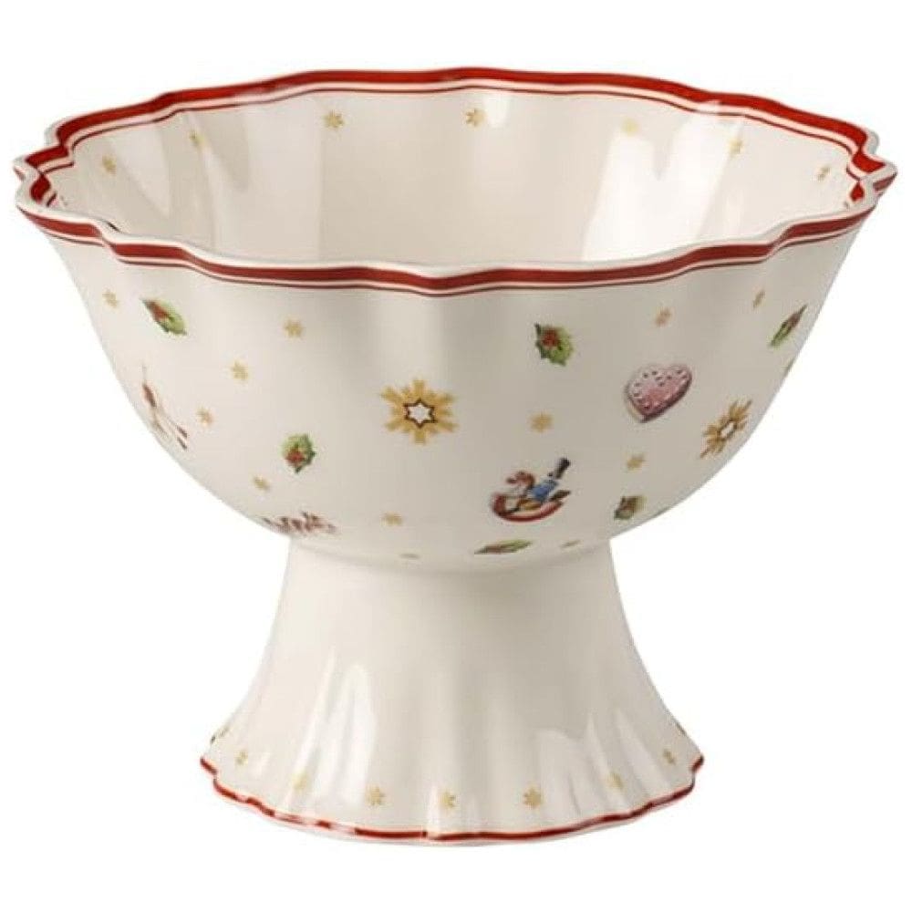 Tigela Pequena com Base para Natal com Capacidade de 500mL, Material de Porcelana e Formato Redondo, Villeroy Boch, Branca Colorida
