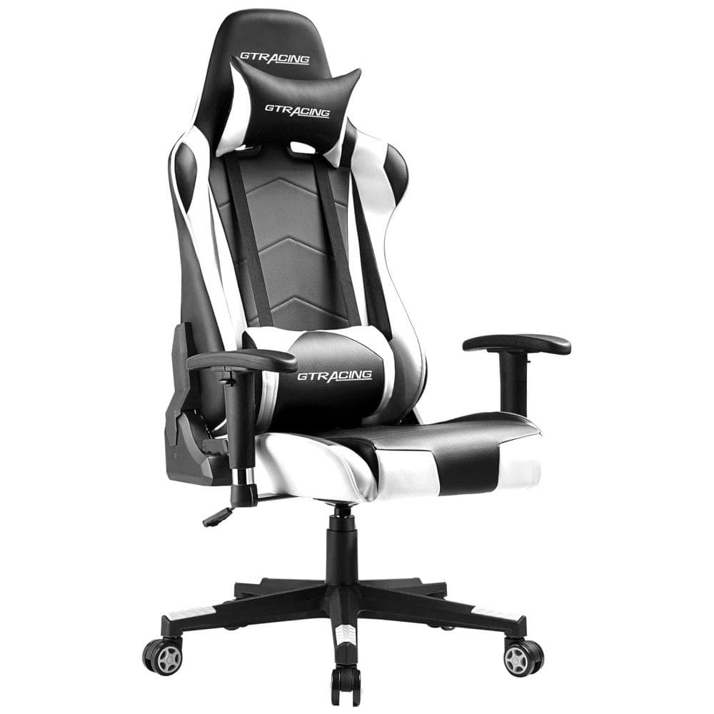 Cadeira Gamer Reclinável e Giratória com Apoio Lombar e Cabeça, Branca, GTRACING 099 WHITE, Branco