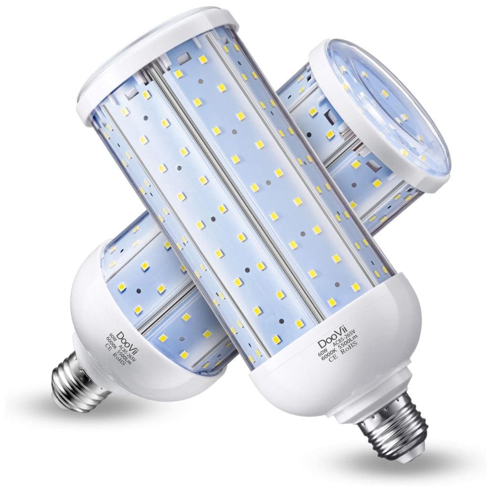 Lâmpada LED 500W 5500 Lumens 6000K Branca com Base E26, E27, 2 Unidades, DOOVII D 001, Branco