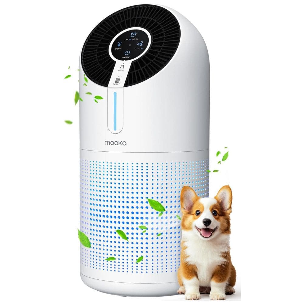 Purificador de Ar para Ambientes até 100m² com Filtro H13 HEPA, 4 Modos de Luz Noturna e Temporizador, 110V, MOOKA M02