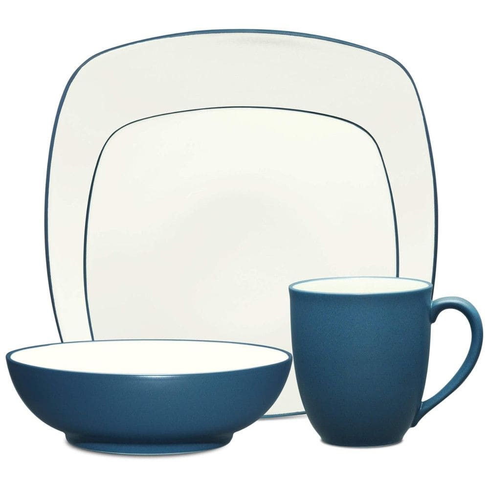 Aparelho de Jantar de Cerâmica Clássica e Durável para o Dia a Dia com 4 Peças, Formato Quadrado e Material de Cerâmica, Noritake 8484-04P