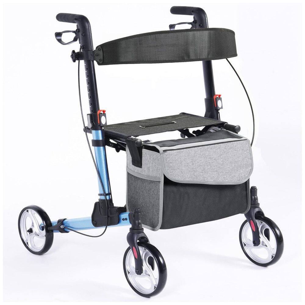 Andador Rollator Soges com Assento, Rodas de 20 cm, Altura dos Manípulos e Encosto Ajustáveis, Bolsa Removível, Capacidade de até 120 kg