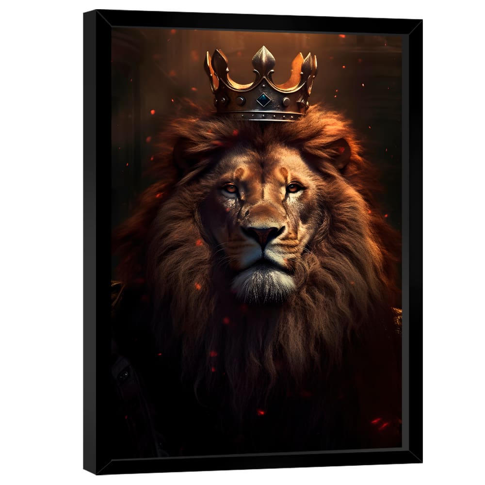 Quadro Decorativo Leão com a Coroa de Rei