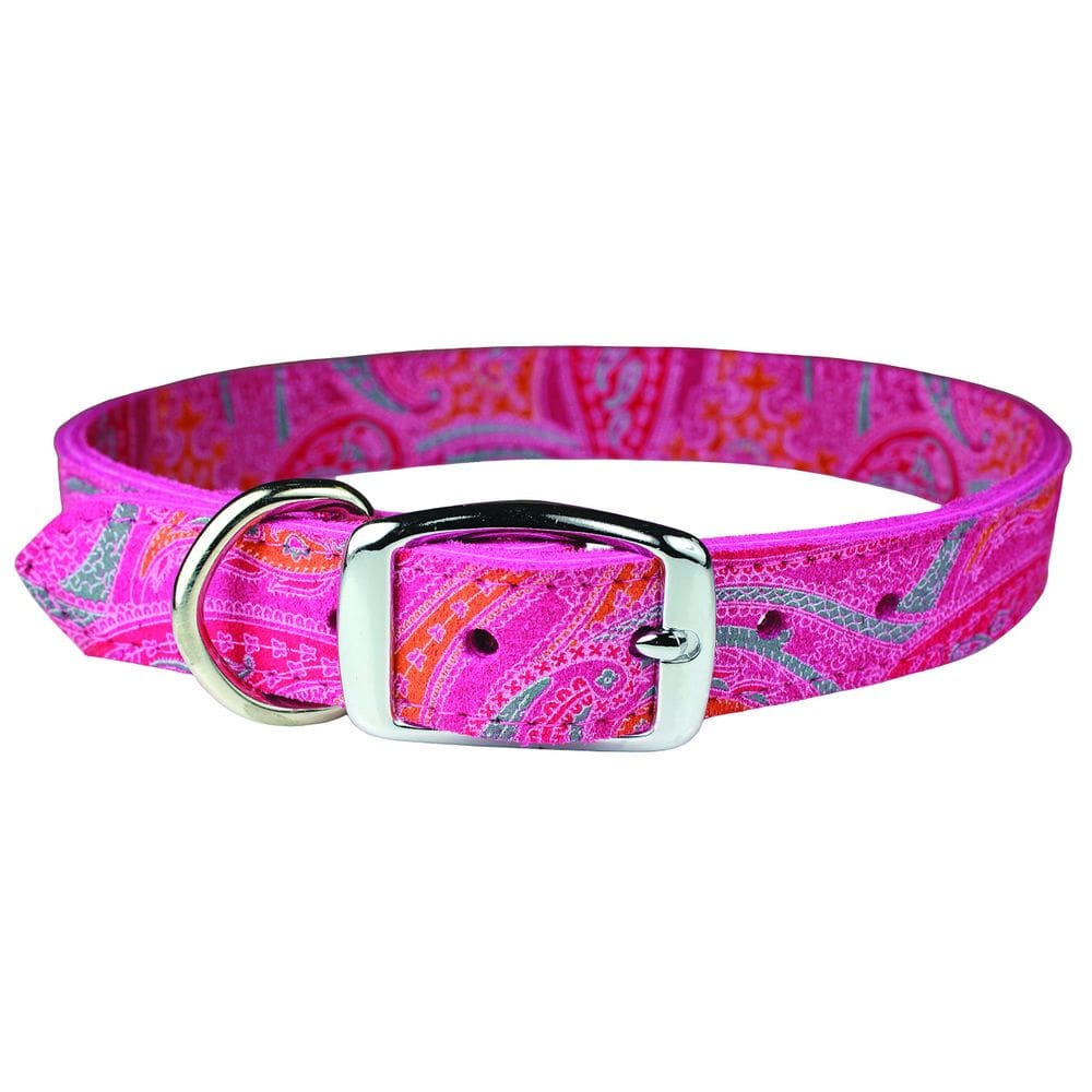 Coleira de couro para cães OmniPet 6246-PK10 Paisley Pink 15-20 cm