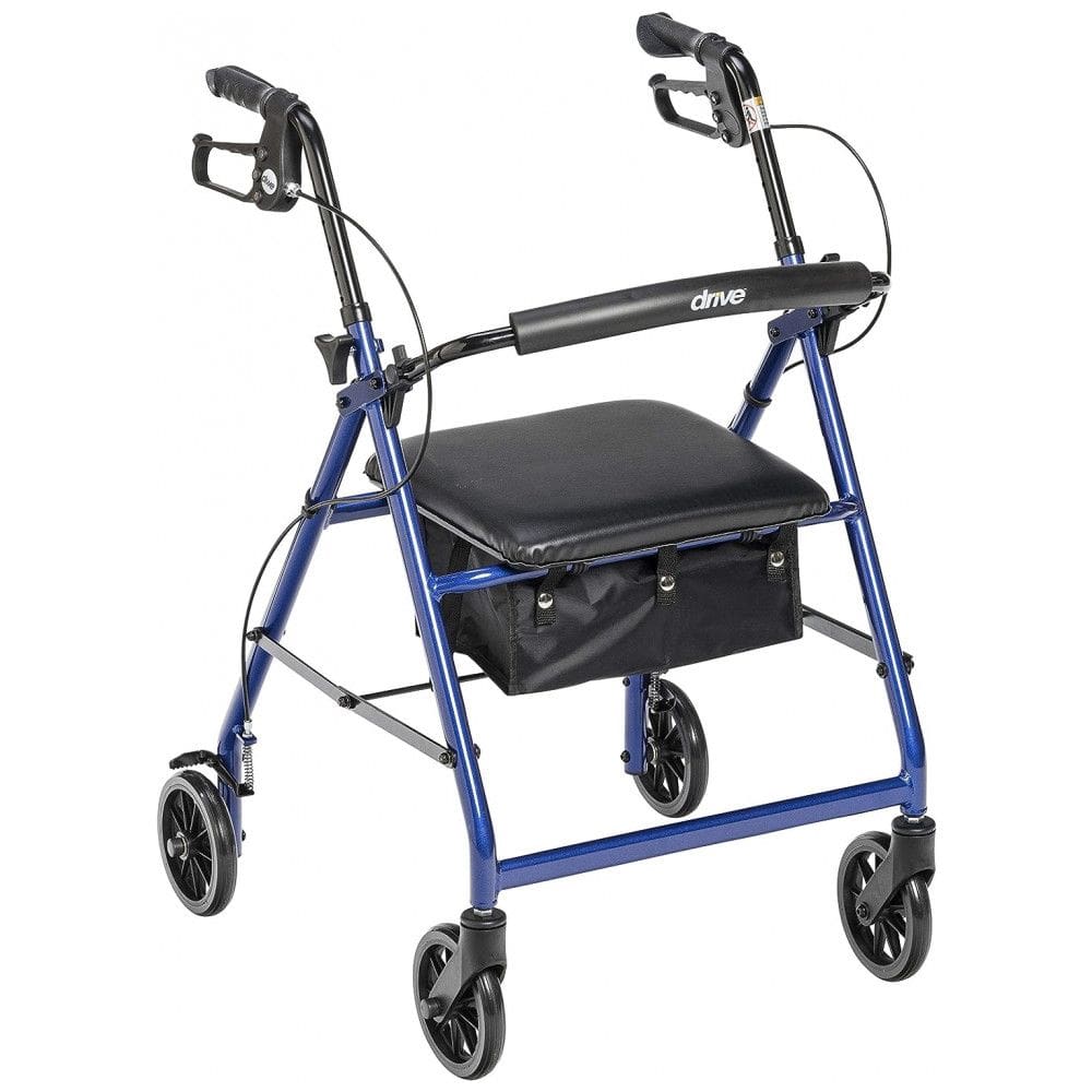 Andador Adulto Idoso com Apoio de Braço, Assento Acolchoado e Cesto, Suporta até 136 quilos, DRIVE MEDICAL R726BL, Azul