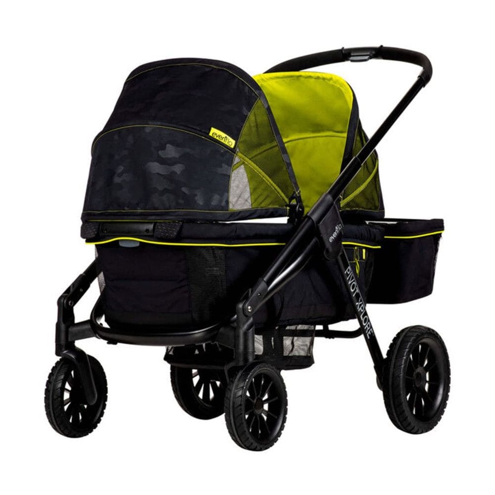 Carrinho de Bebê Pivot Xplore Duplo para Passeio com Rodas Off Road, EVENFLO 19132263, Preto