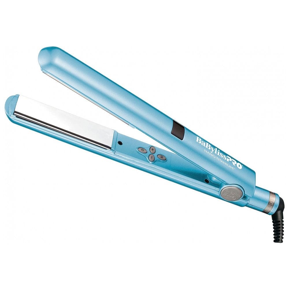 Nano Titanium Chapinha Prancha de Cabelo com Placas Flutuantes e Calor Uniforme, Bivolt, BABYLISSPRO BNT4095TUC, Azul