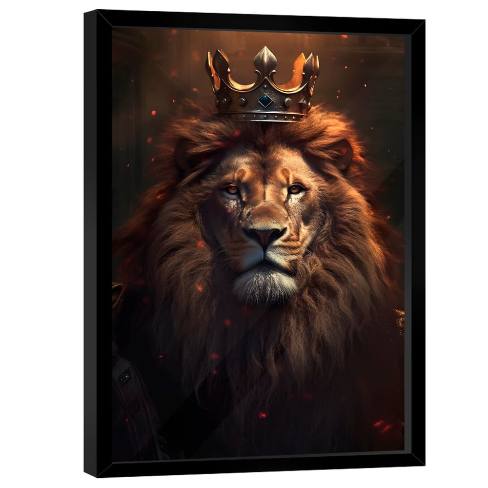 Quadro Decorativo Leão com a Coroa de Rei