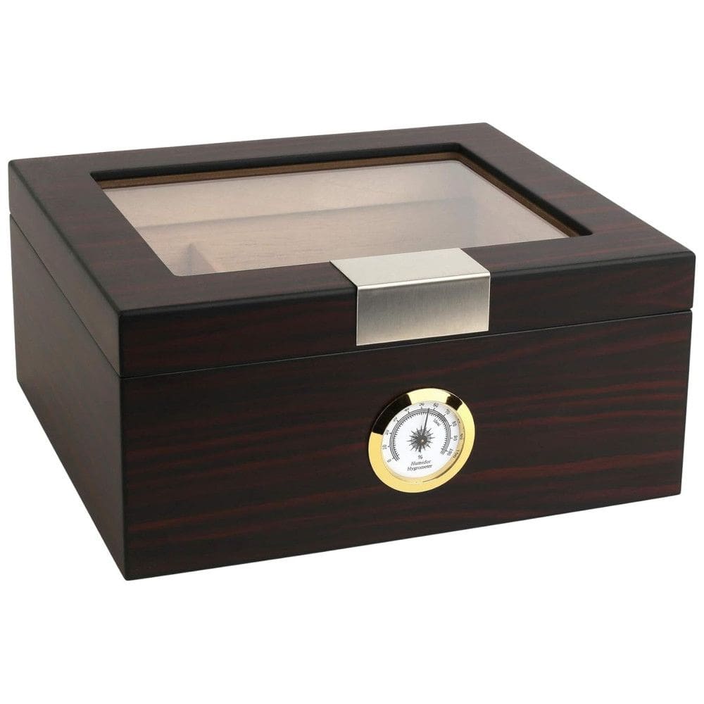 Umidor de Luxo para Charutos - Armazenamento Sofisticado para 25-50 Charutos, com Medidor de Umidade e Umidificador, Caixa de Cedro