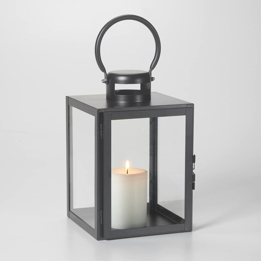 Castiçal Smart Living Huntington Black Metal Glass 18x18x28cm