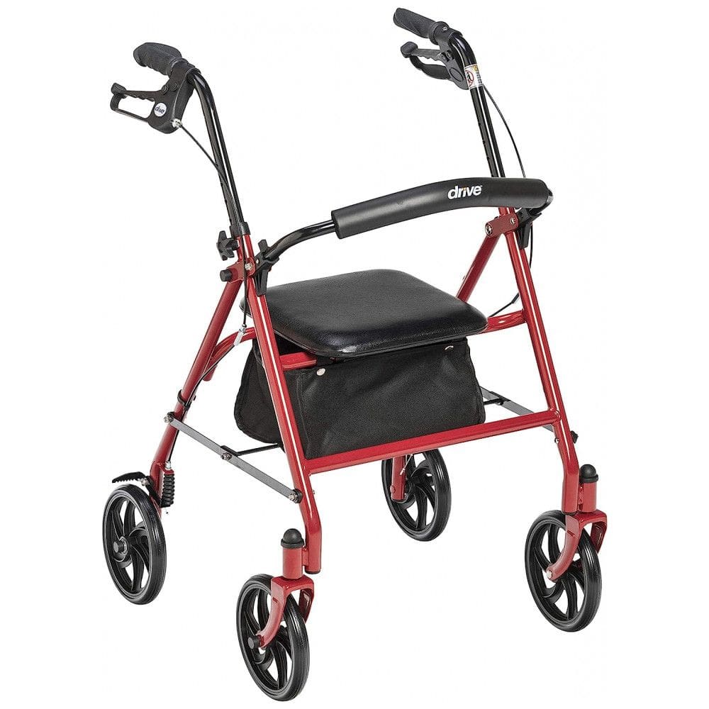 Andador Adulto Idoso Drive Medical 10257RD1 com Assento, Suporta até 136 Quilos, Vermelho Escuro