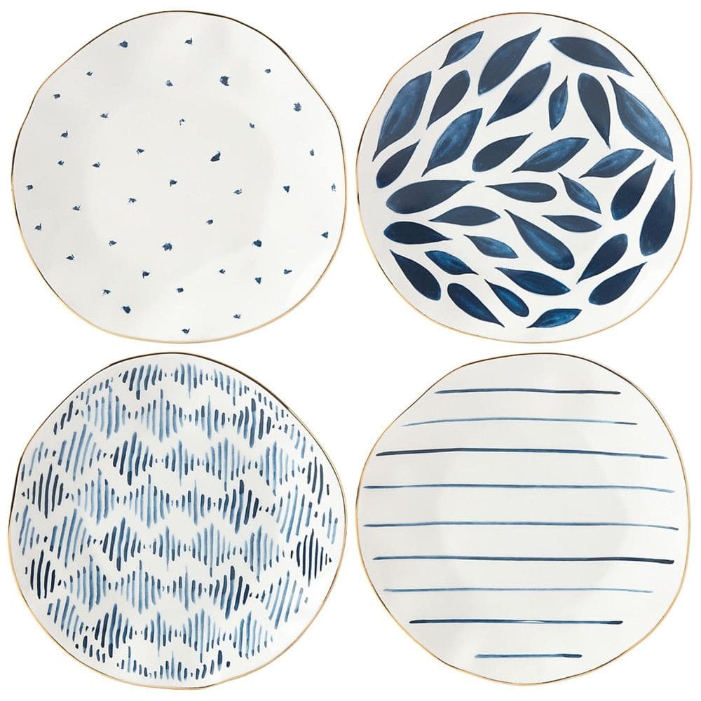 Conjunto de Pratos para Sobremesa com 4 Peças, Formato Ondulado Redondo e Material de Porcelana, LENOX 890197, Colorido