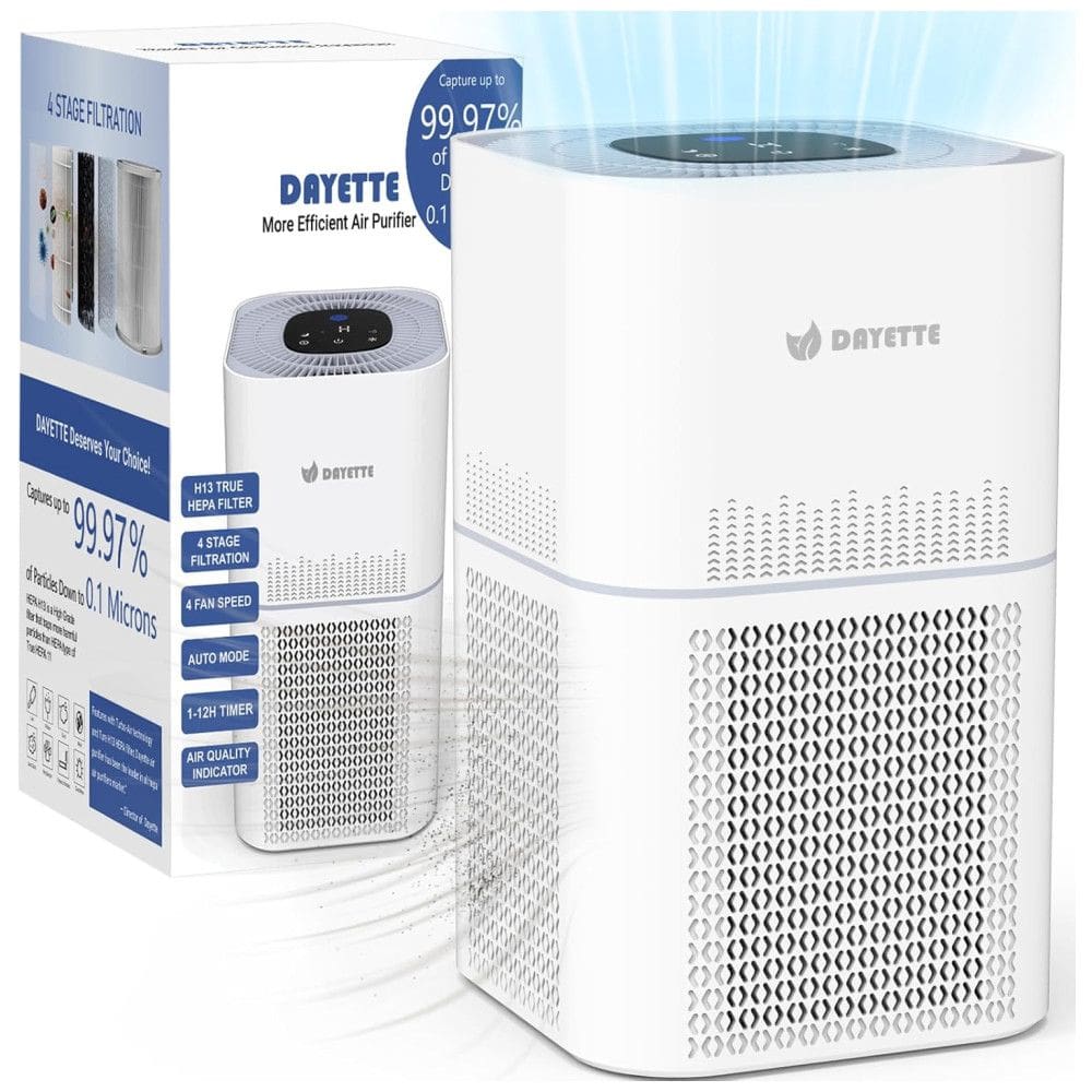 Purificador de Ar para Ambientes até 200m² com Filtro HEPA Ture H13, 4 Velocidades e Temporizador de 4H, 110V, DAYETTE AP301, Branco