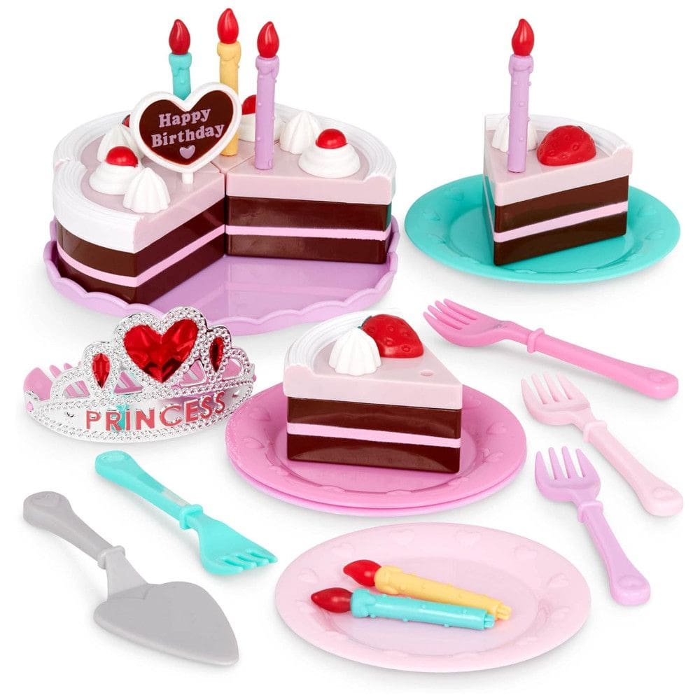 Battat Play Circle - Bolo de Aniversário Comida de Brinquedo - Acessórios com Pratos e Velas Brinquedo de Faz de Conta - Festa de