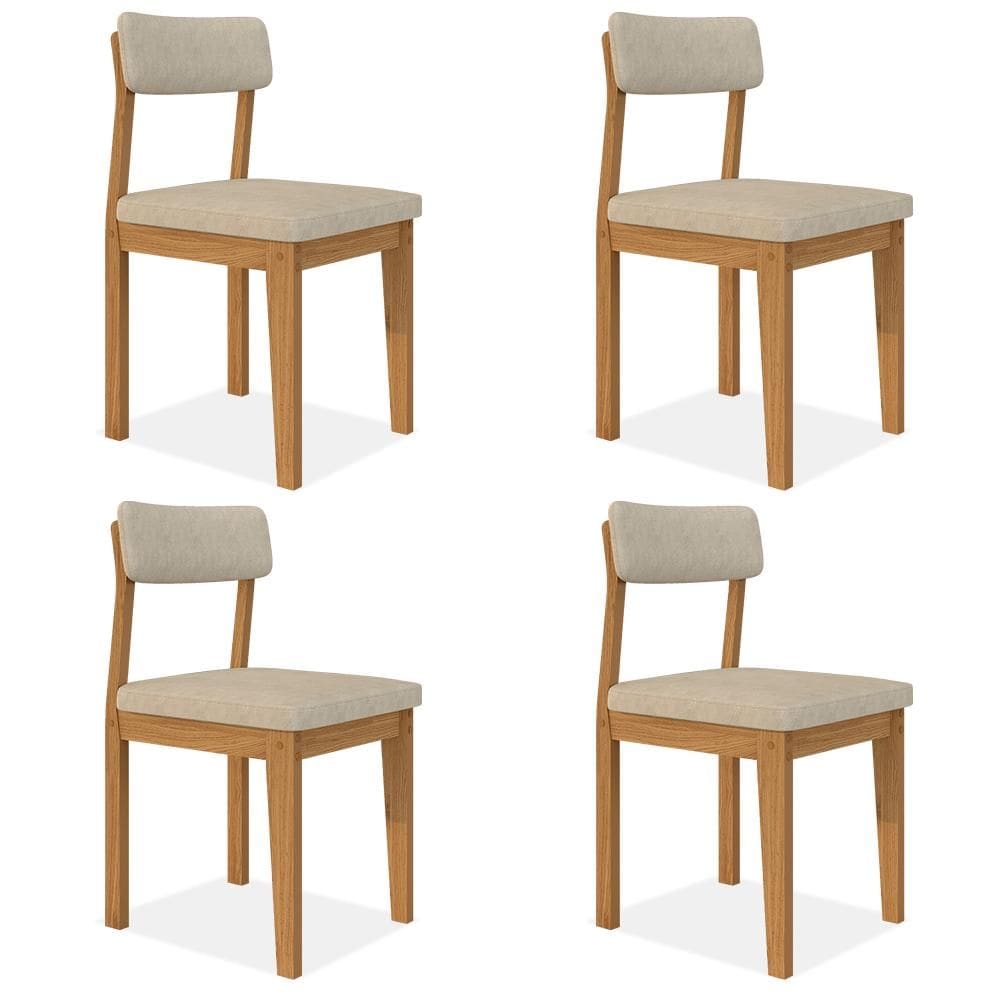 Conjunto Com 4 Cadeiras Estofadas Utah Cinamomo/s.bege - M.a