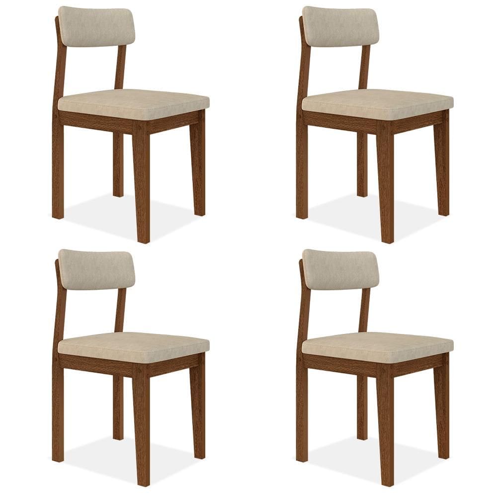 Conjunto Com 4 Cadeiras Estofadas Utah Freijó/s.bege - M.a