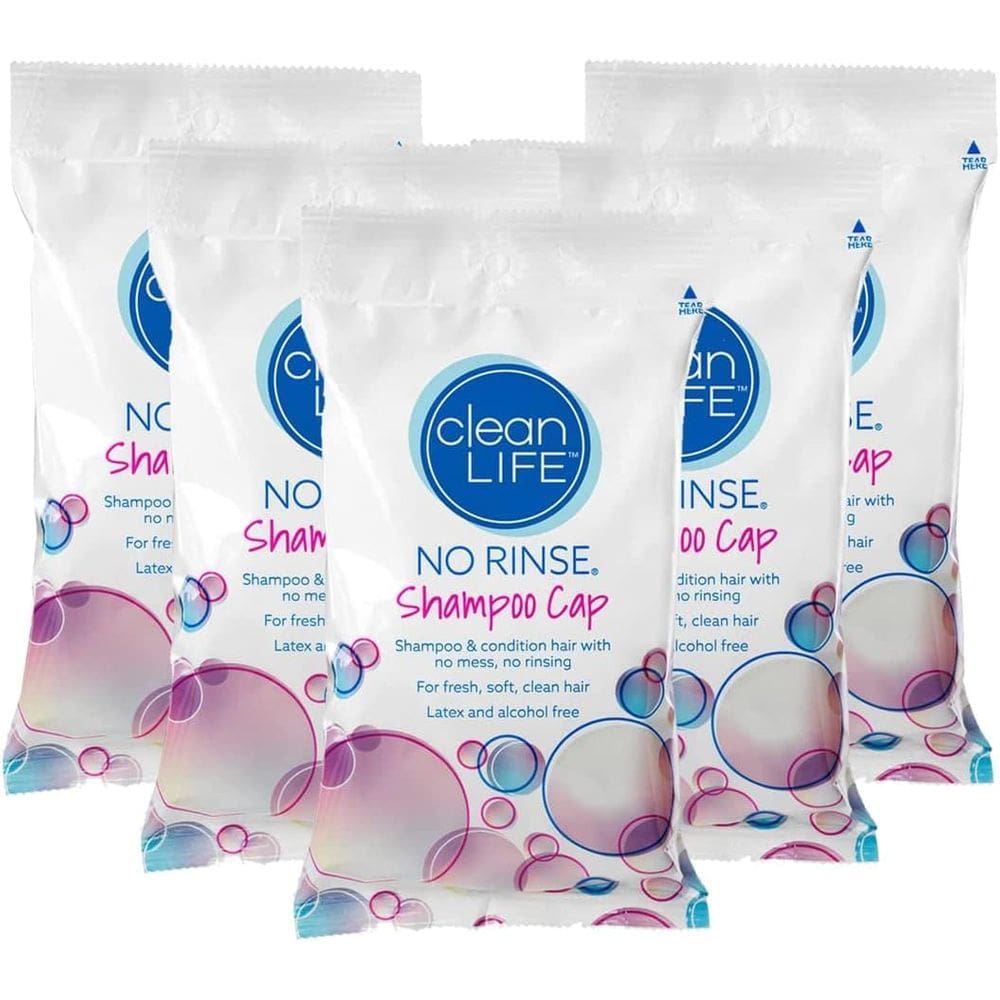 Shampoo sem enxágue Cap Cleanlife Products, pacote com 5