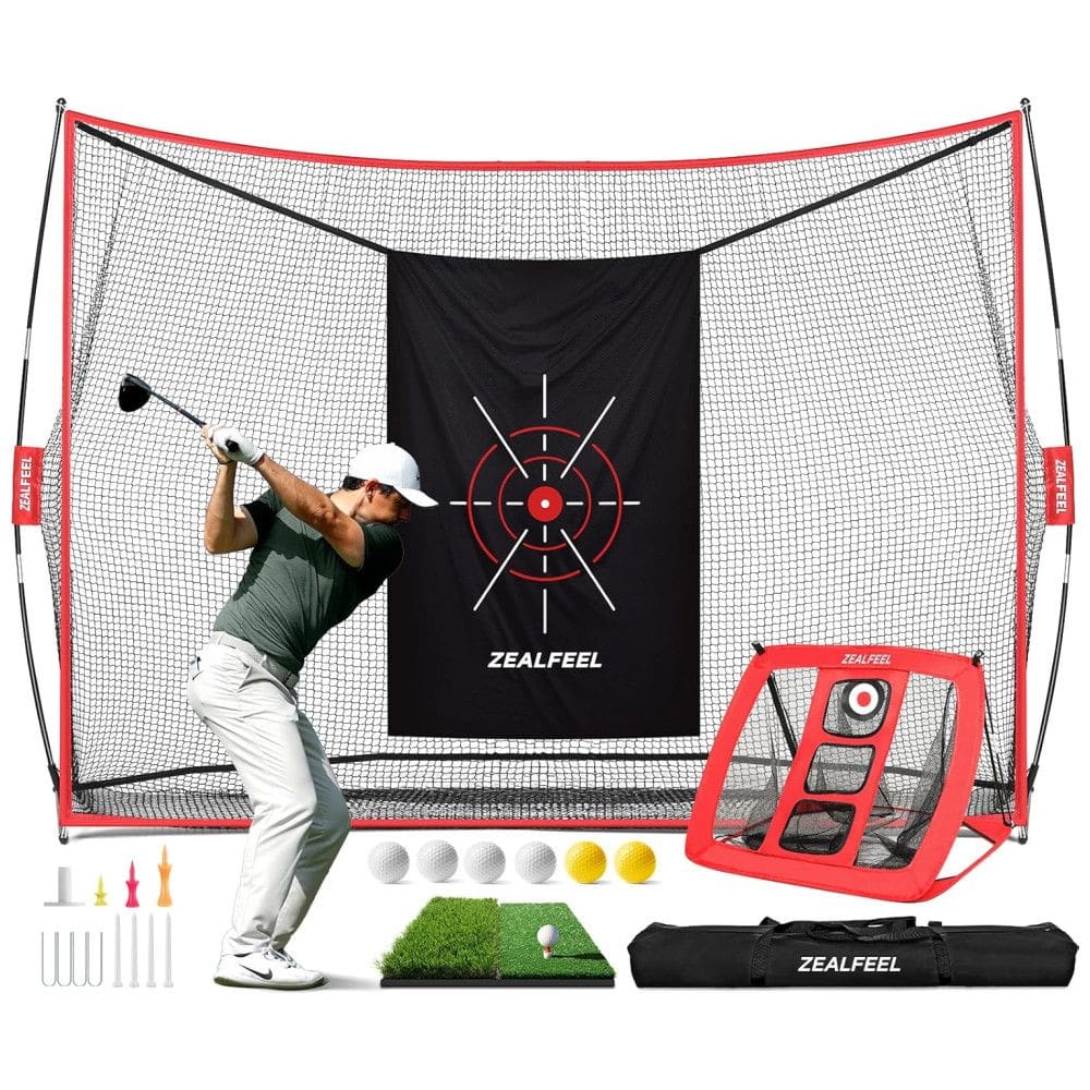 Rede de Golfe 3x2,1 metros com Rede de Aproximação, Tapete Dobrável, Alvo de Seda, 8 Tees, 6 Bolas, Bolsa de Transporte,ZEALFEEL.
