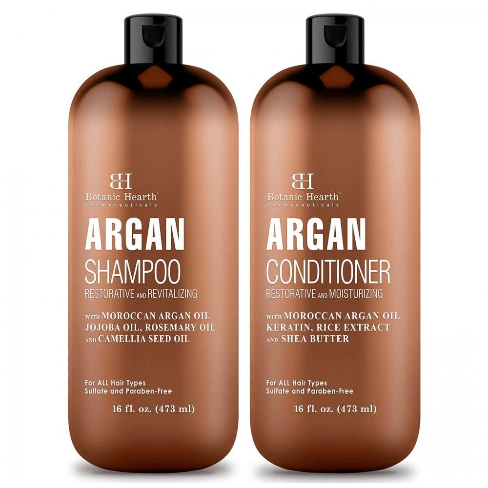 Shampoo e Condicionador com Queratina, Restaurador e Hidratante, Sem Sulfato para Todos os Tipos de Cabelos, BOTANIC HEARTH, Marrom