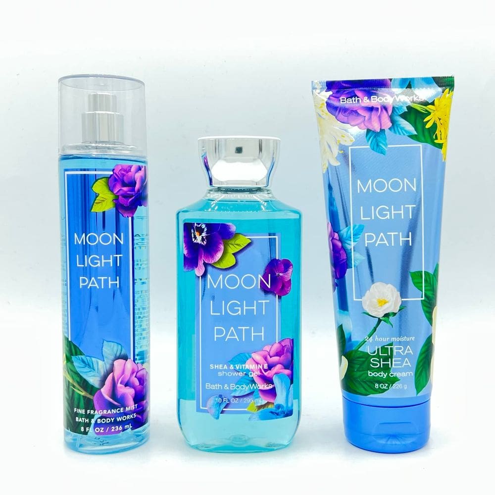 Body Set Bath & Body Works Moonlight Path com gel de banho 300 ml, spray de fragrância fina 240 ml e creme corporal 240 ml