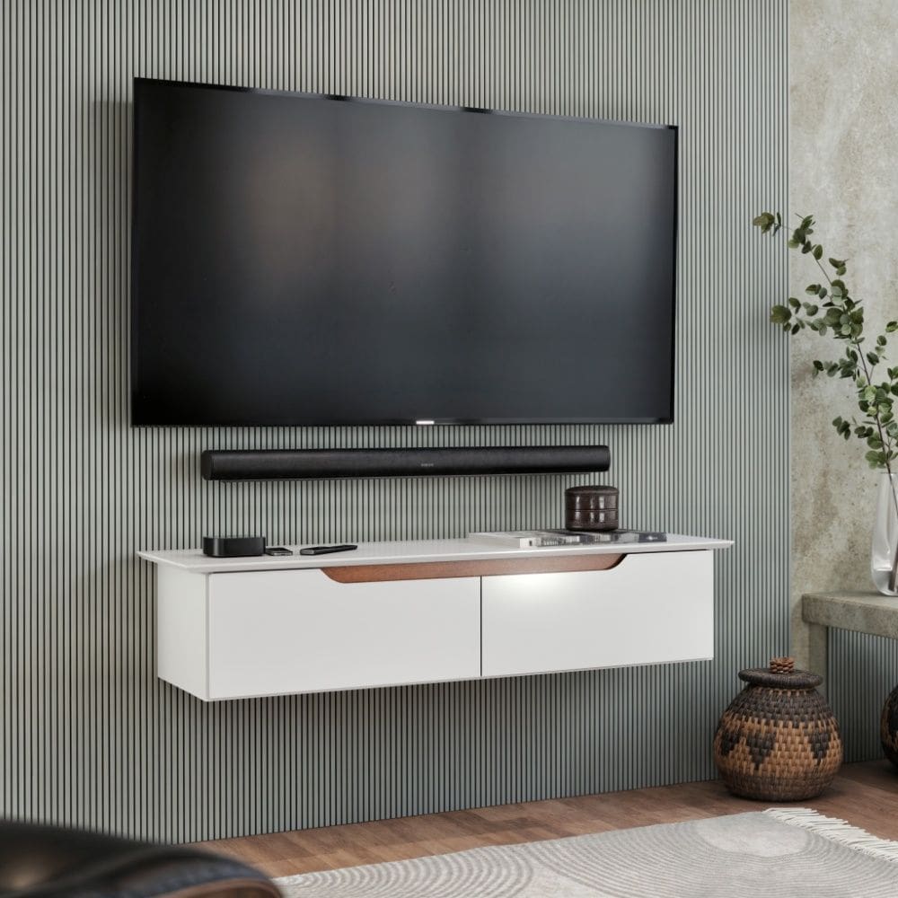 Rack Aparador Suspenso 2 Portas Flow Branco EJ Móveis