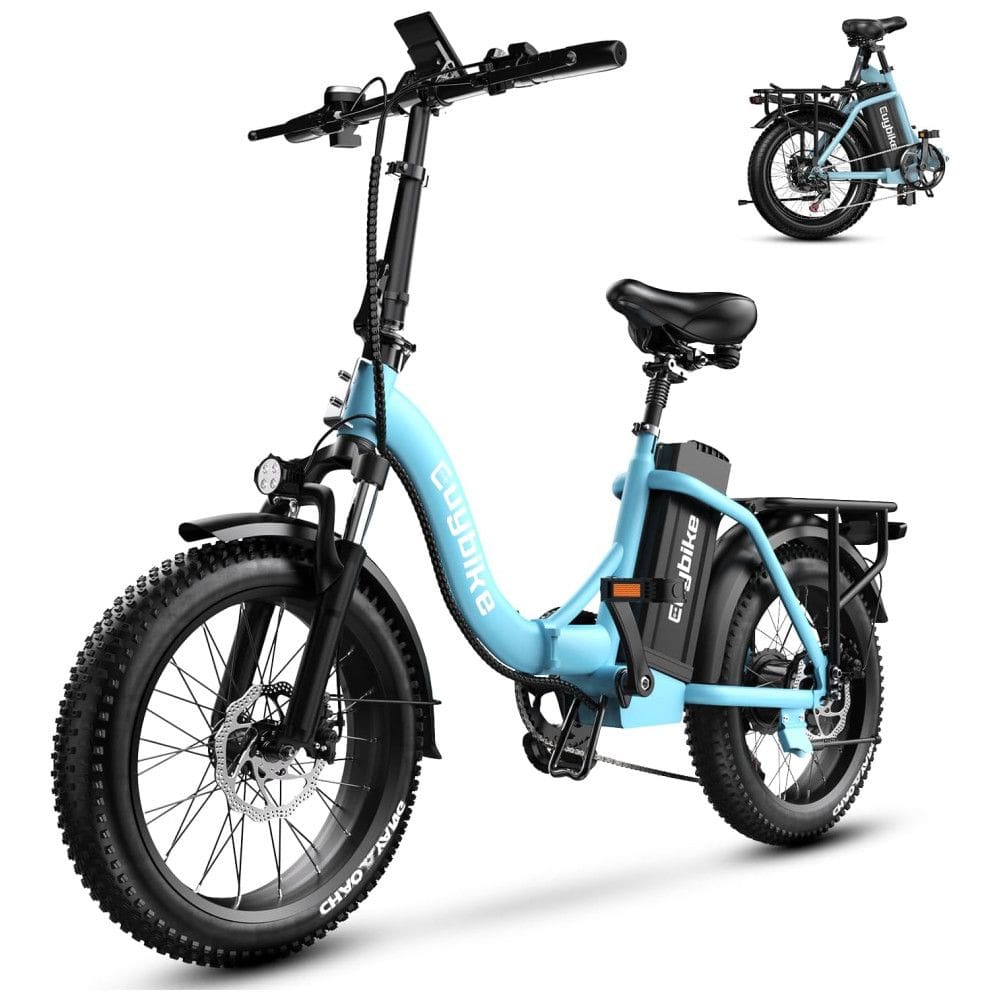 Bicicleta Elétrica Dobrável de 1000W, Bateria Removível de 48V 20Ah, Alcance Máximo de 80 Milhas para Adultos, Pneu Largo de 20 Polegadas -
