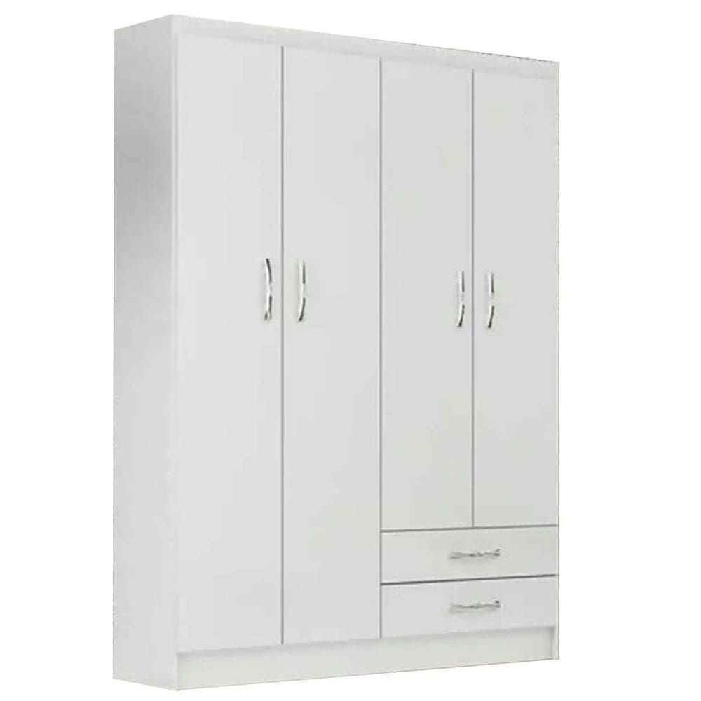 Guarda Roupa Atalaia 4 Portas 2 Gavetas Solteiro Evidencia Cor Branco