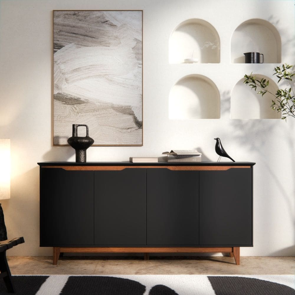 Aparador Buffet 4 Portas 51420 Flow Preto EJ Móveis