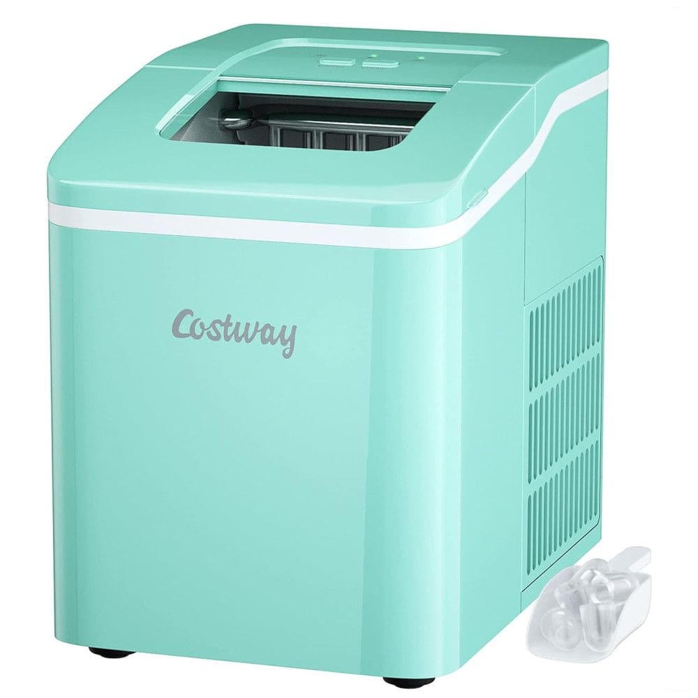 Máquina de Gelo, Portátil, 12kg, Dia 9 Cubos, 8min, 110v, COSTWAY, Verde claro