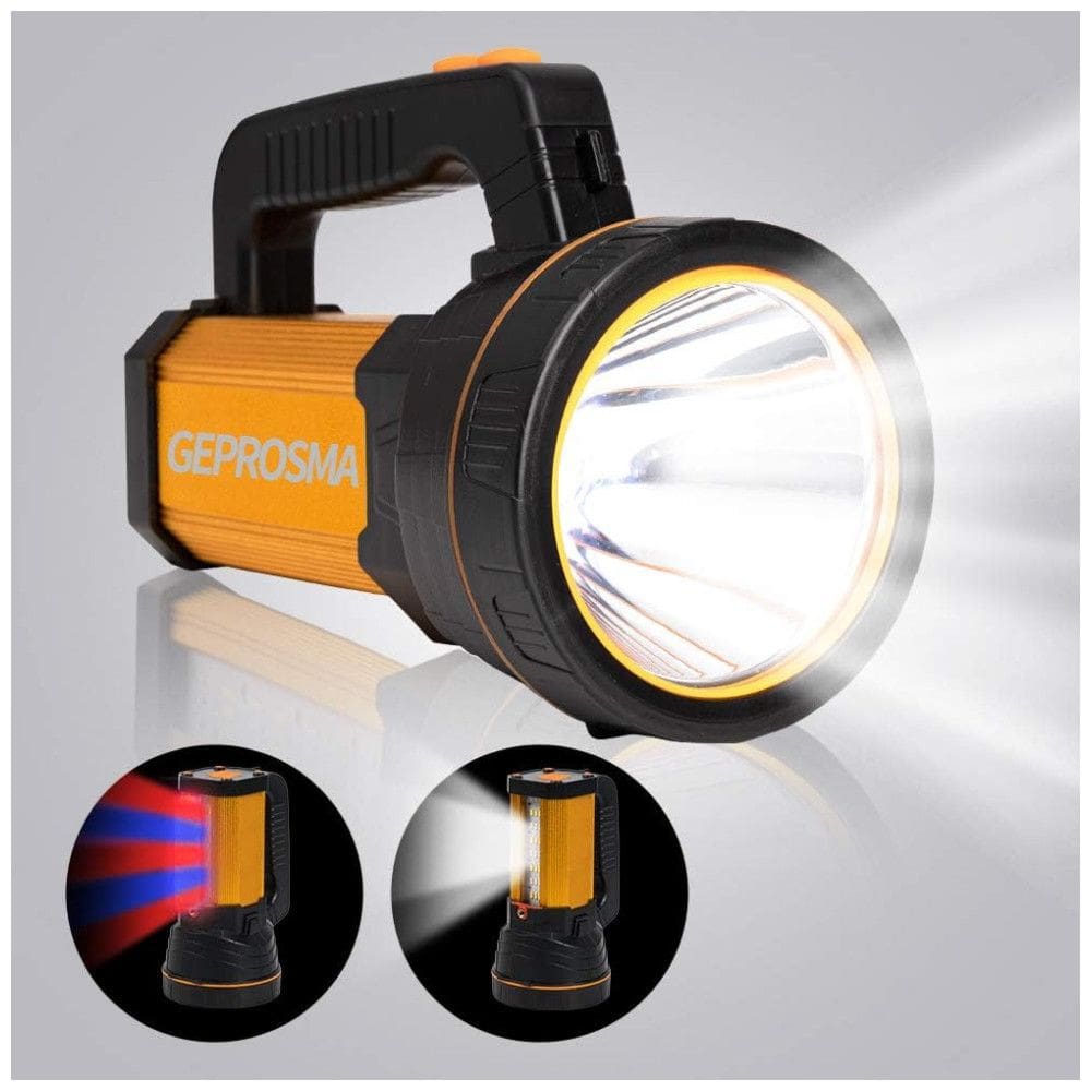 Lanterna LED Holofote Recarregável Saída USB para Carregar Celular À Prova Dágua, GEPROSMA, Amarelo