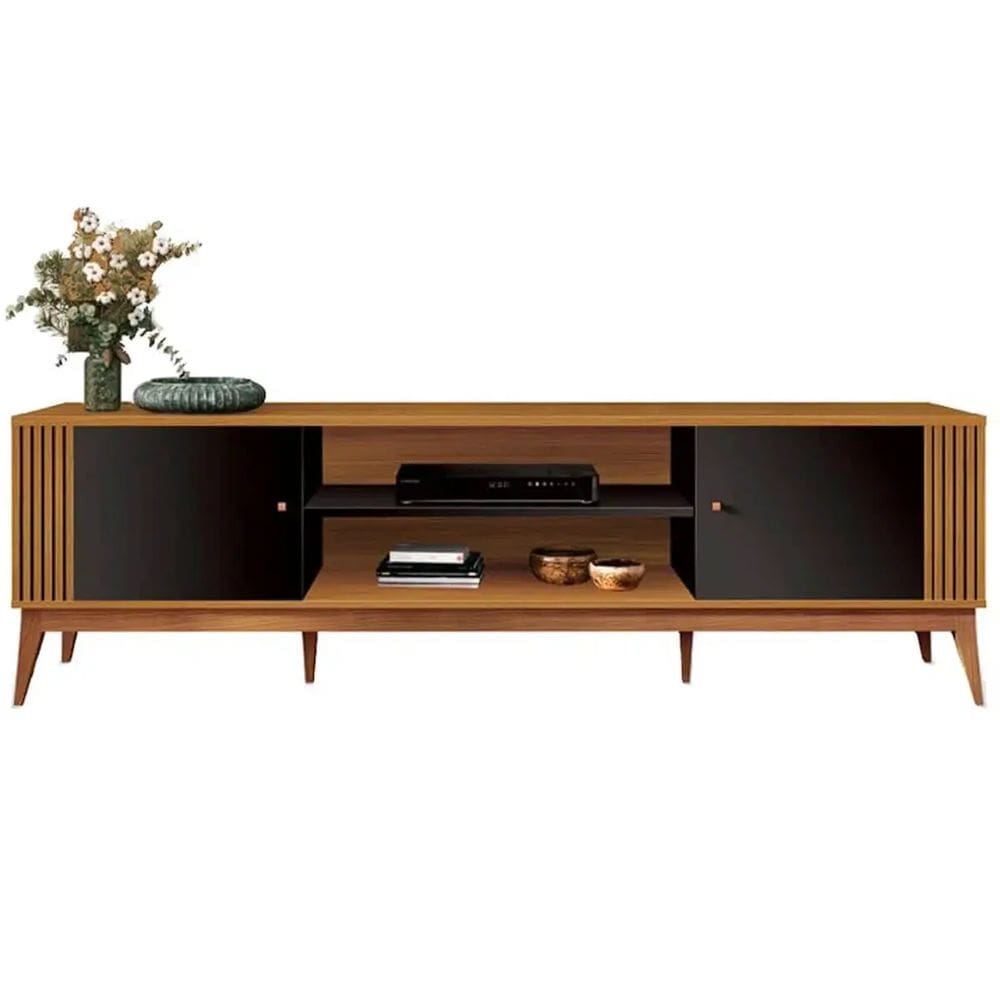 Rack Legacy 160cm para TV até 60 Polegadas EDN Cor Cedro Naturale Preto
