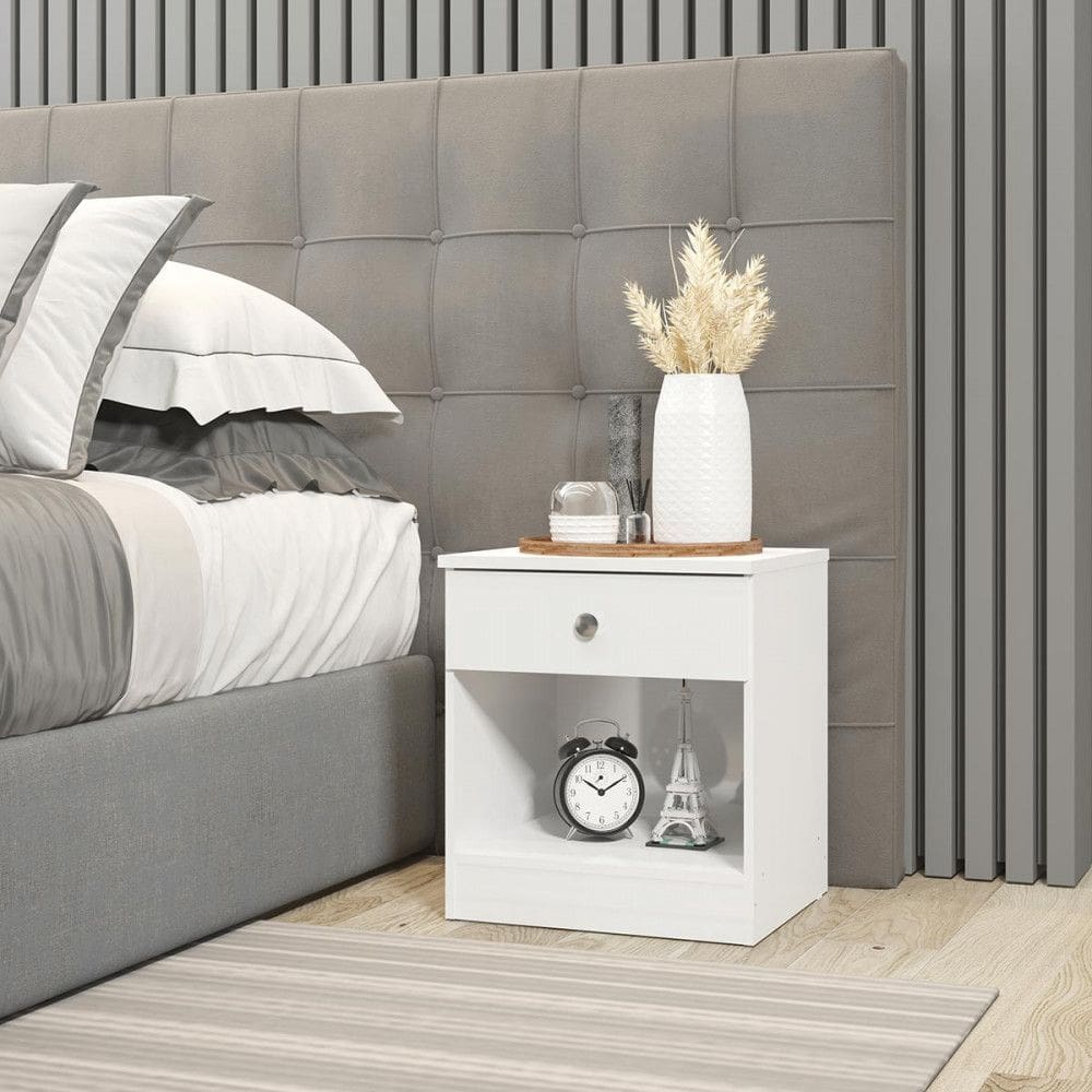 Mesa de Cabeceira para Quarto com Gaveta 40x45cm Branco 6500