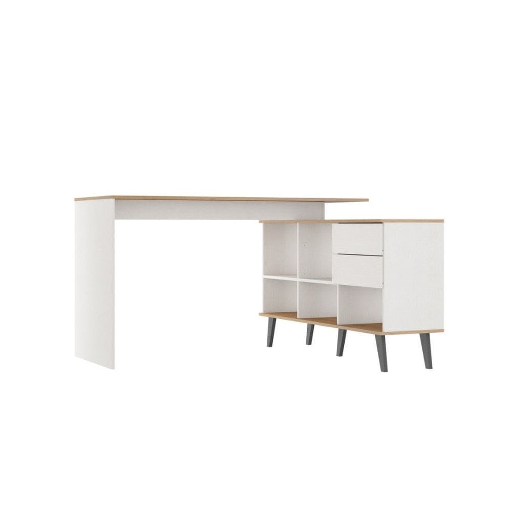 Mesa Escrivaninha em L com Estante 128/145x76Cm 2 Gavetas MDP 0747 Menu Moveis