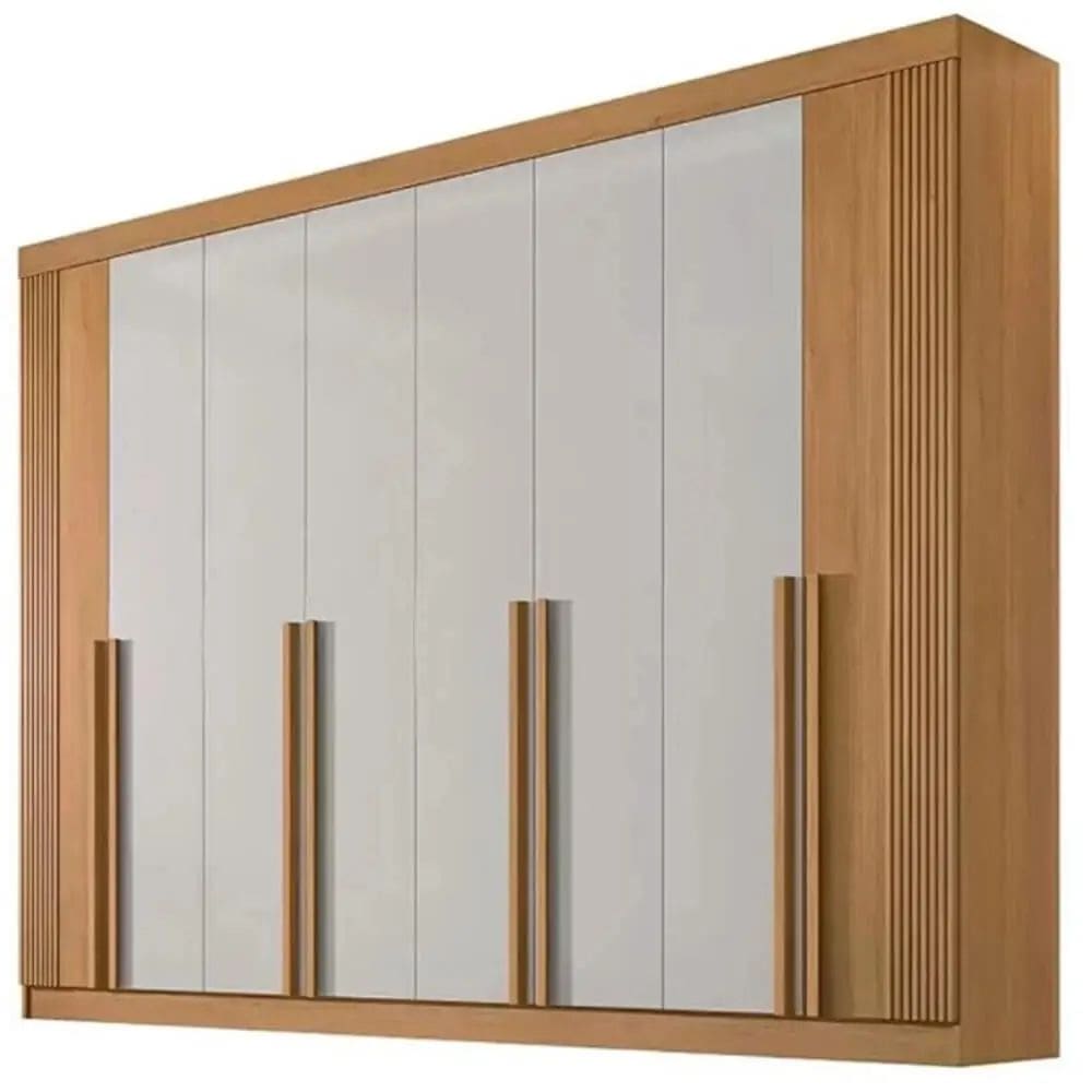 Guarda Roupa Daymond Casal 8 Portas 8 Gavetas D Doro Cor Cinamomo Off White