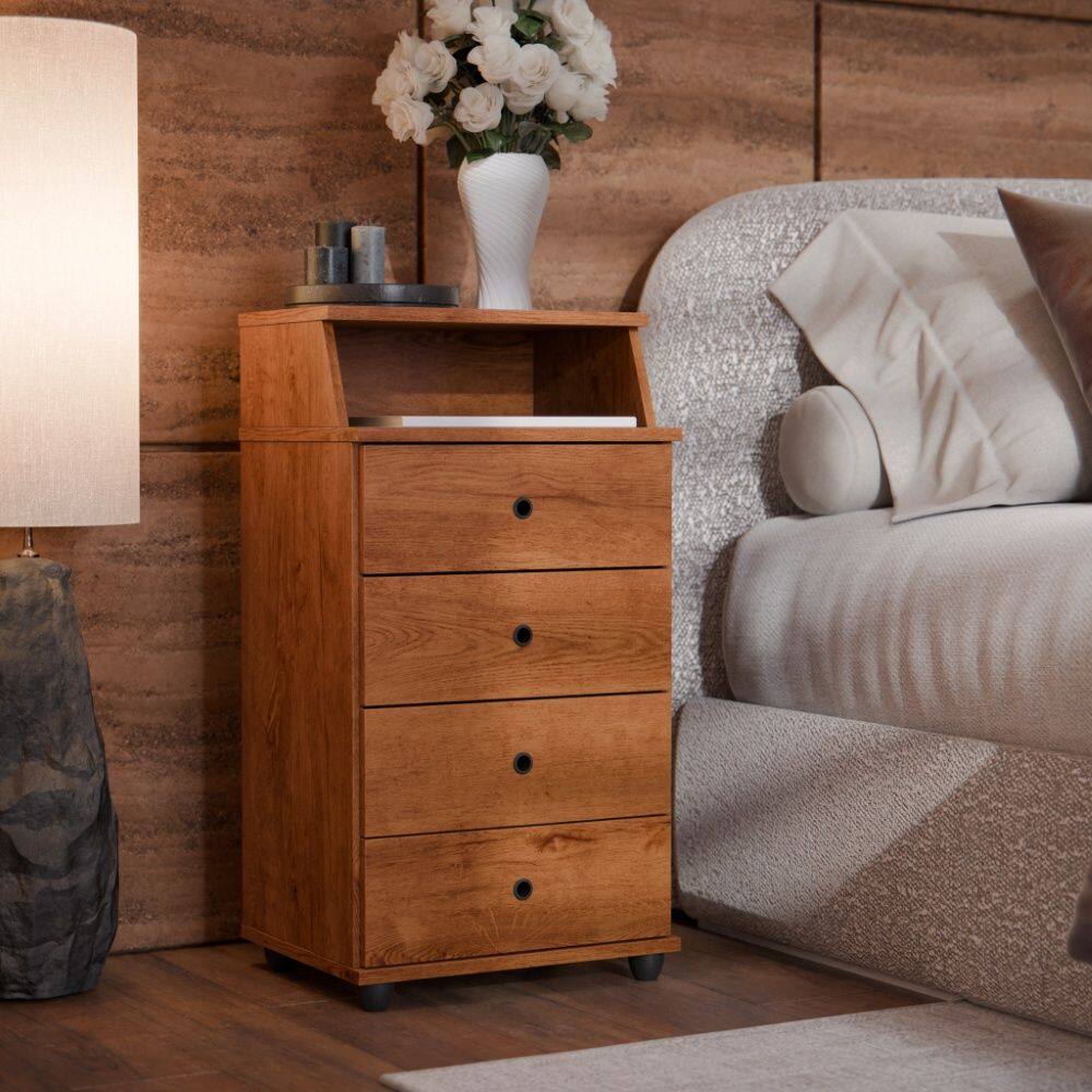 Mesa de Cabeceira 25965 Luxo II New 4 Gavetas Freijó EJ Móveis