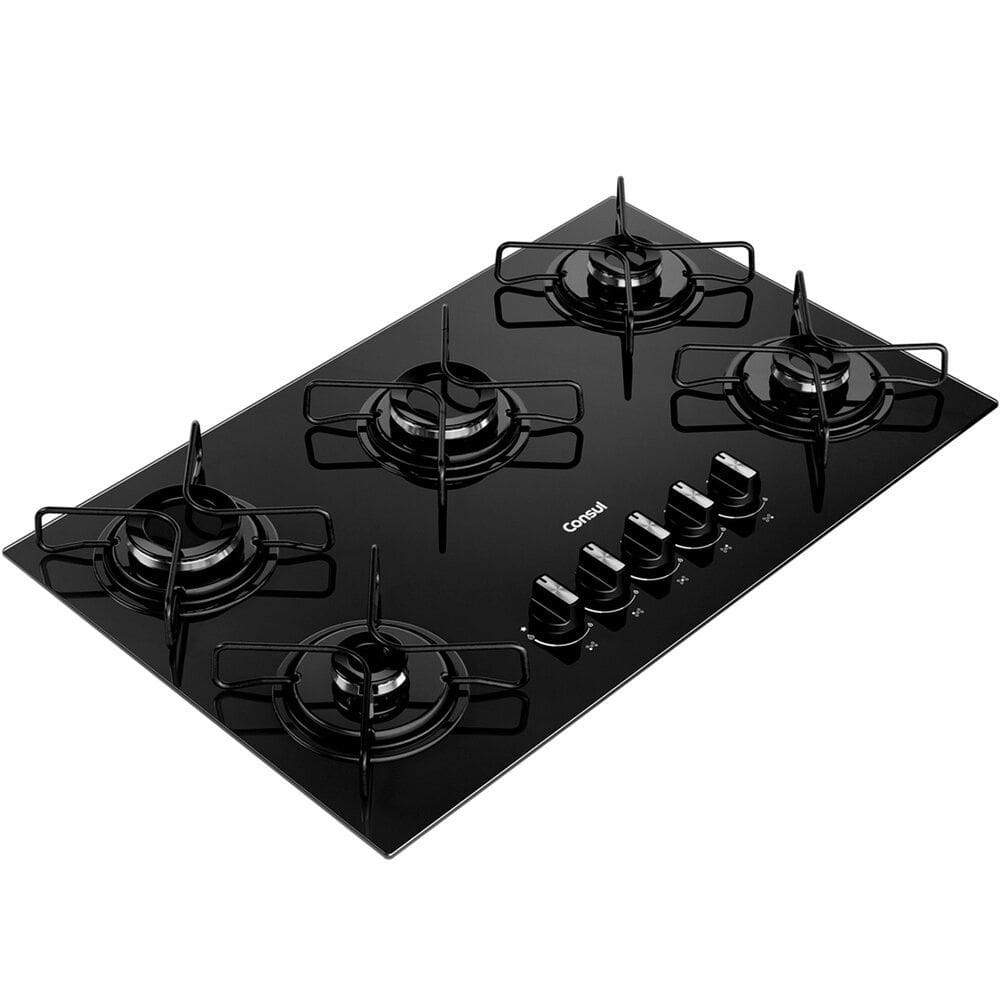 Cooktop 5 Bocas CD075BE a Gas Mesa de Vidro Temperado Consul