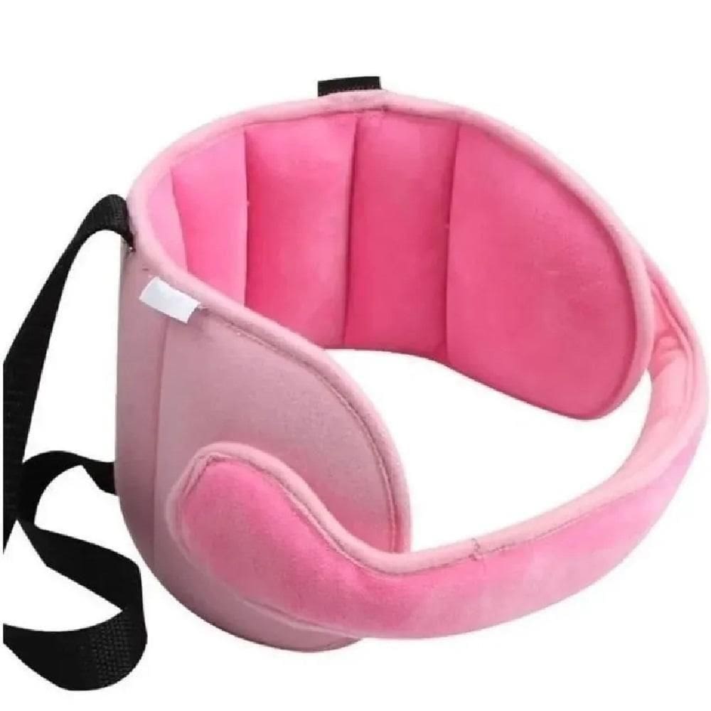 Apoio Cabeça Infantil Carro Faixa Ajustável Almofada Proteção Bebê Viagem Pescoço Rosa