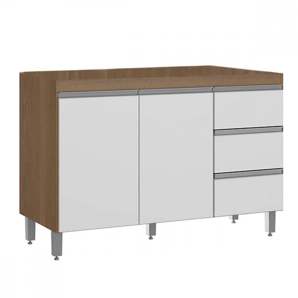 Balcão para Pia de Cozinha 2 Portas 3 Gavetas 120x52Cm MDP 0449 Menu Móveis