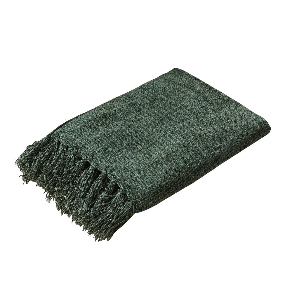 Manta Yoenillo verde oliva Chenille 100% poliéster