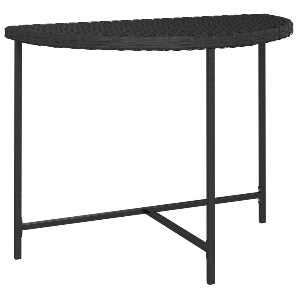 Mesa de pátio vidaXL Durable Black Poly Rattan com estrutura de aço