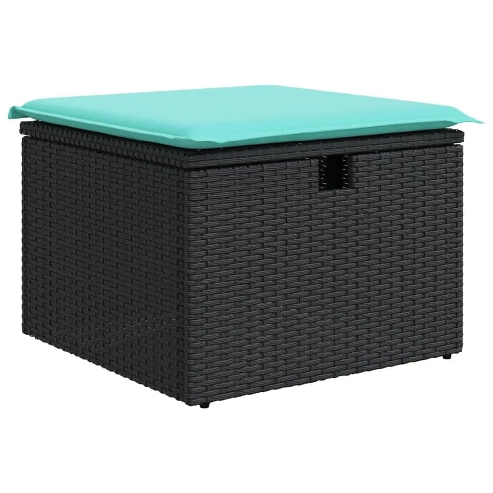 Banqueta de pátio vidaXL Black Poly Rattan com armazenamento otomano
