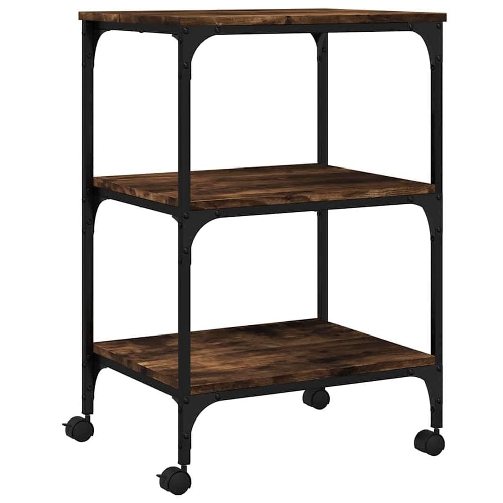Suporte de impressora VidaXL 3 prateleiras Smoke Oak 50x41x75cm Madeira